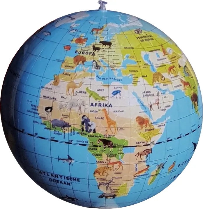 Opblaasbare wereldbol 42 cm Planeet dieren2.webp