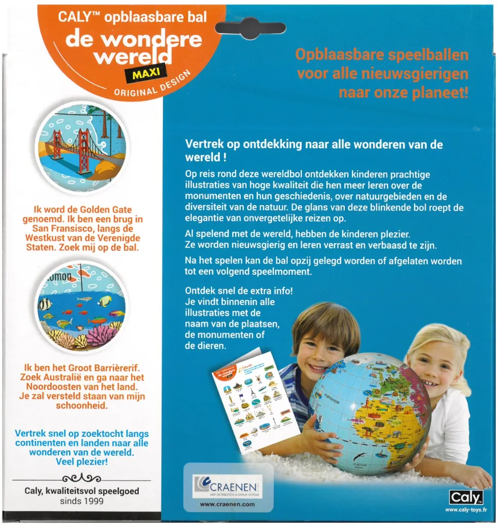 Opblaasbare wereldbol 42 cm wondere wereld2.webp