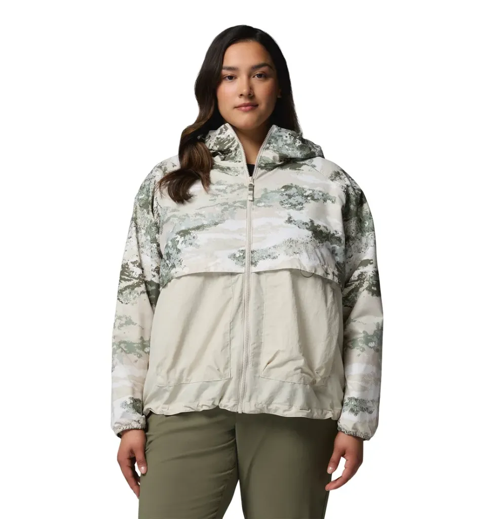 [000213-SAF-S] Columbia Jas Spire Valley Printed Windbreaker (S, Safari Fieldaze)