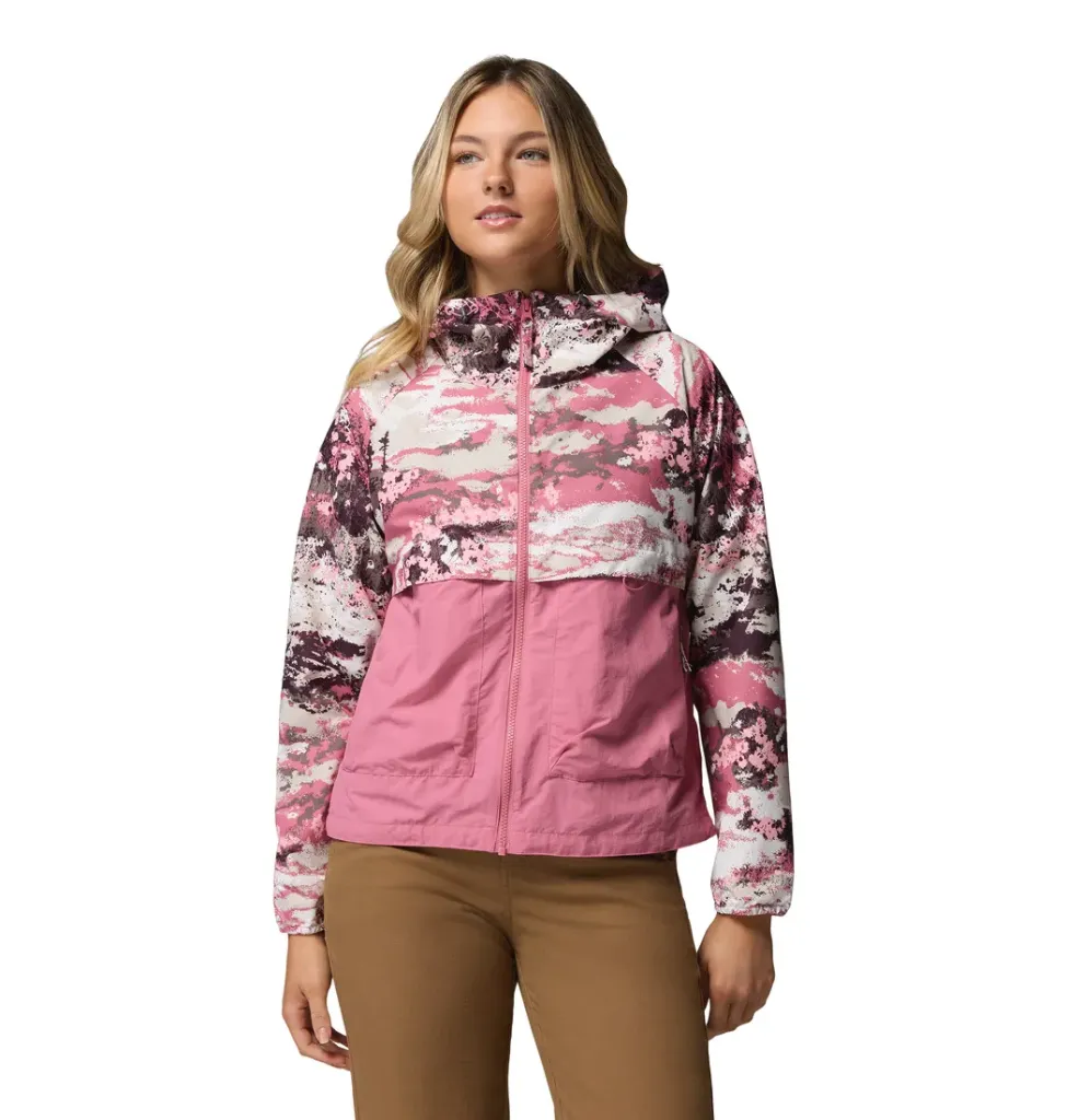 [000213-ROS-S] Columbia Jas Spire Valley Printed Windbreaker (S, Rosette Fieldaz)