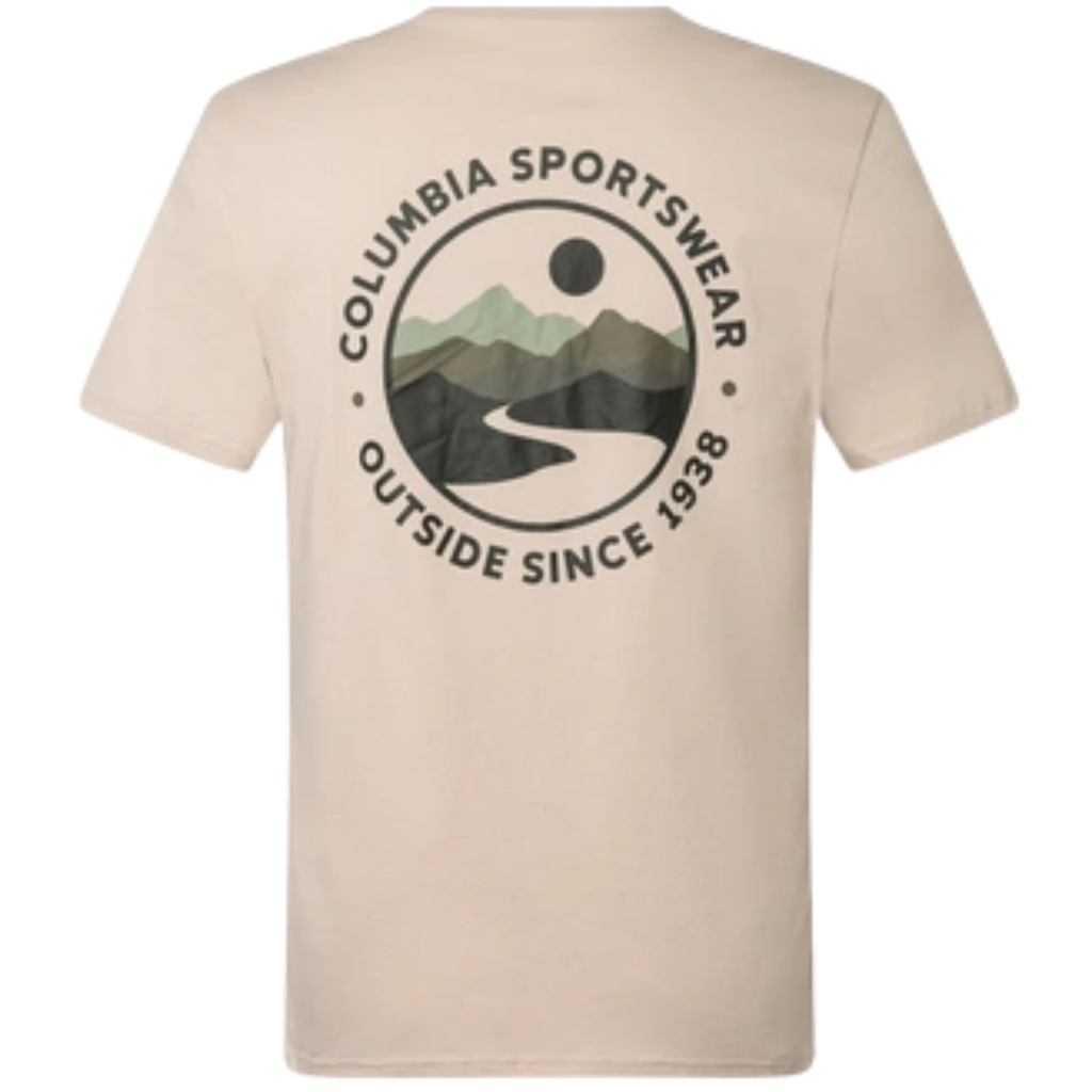 [000225-DAR-M] Columbia T-shirt CSC Outdoor Back Graphic Tee (M, Dark Stone, Sco)