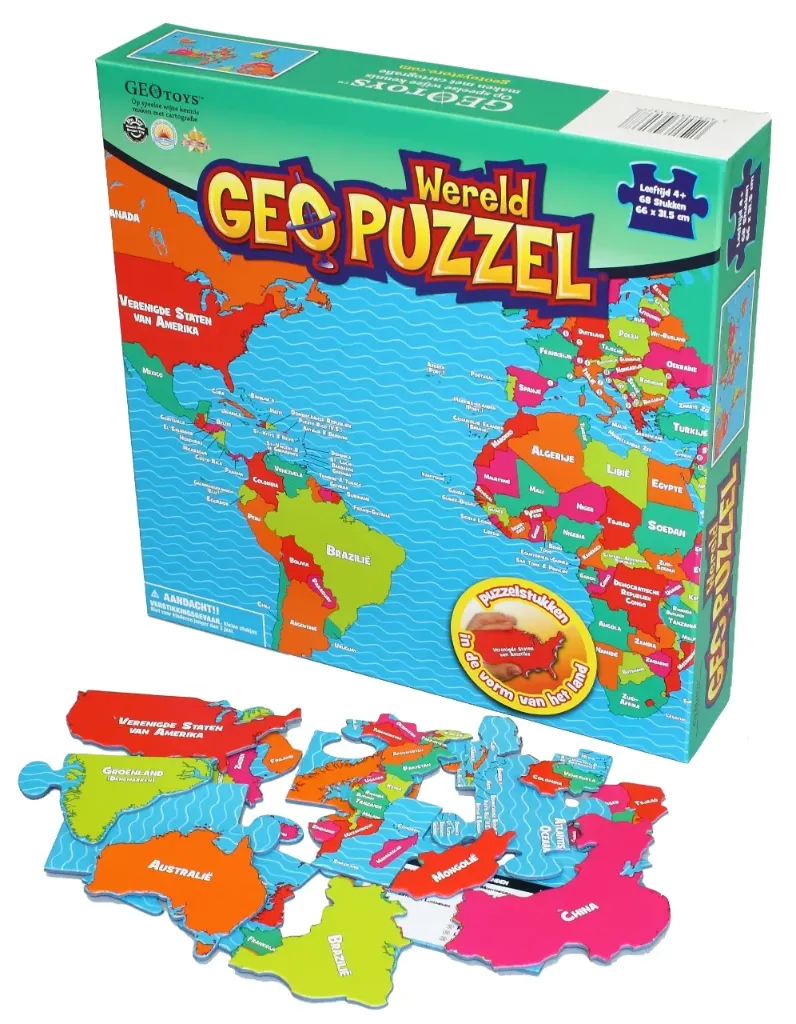 [000610-XXX-NA] GeoPuzzel Wereld 68 stukjes (NL)