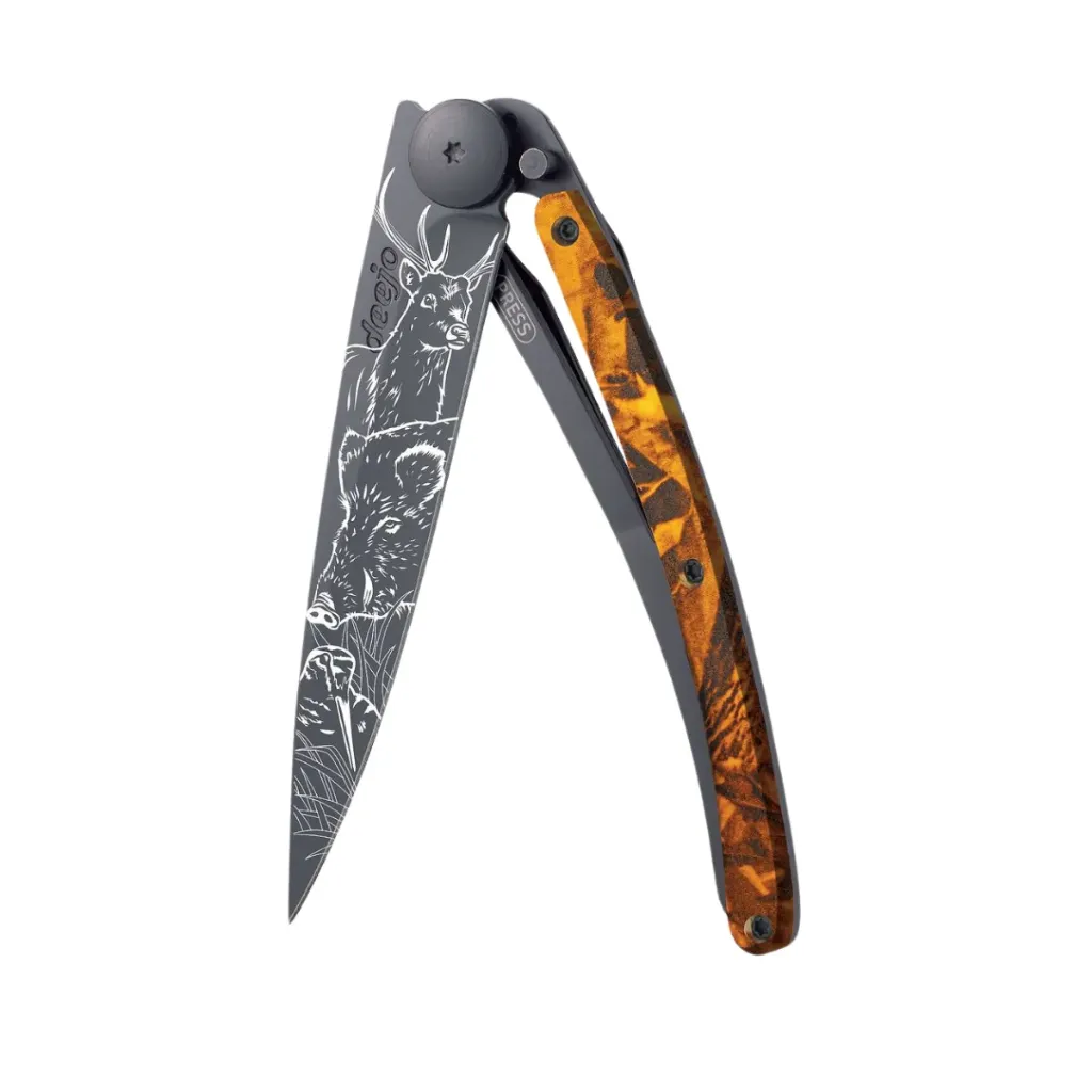 [001480-XXX-NA] Deejo Zakmes 37g, Camo orange / Scène de chasse